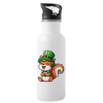 Écureuil coquin St. Patrick’s - Gourde avec paille intégrée - blanc - Droite