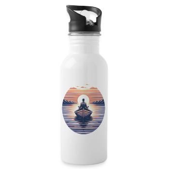 Voilier, Méditation, Coucher De Soleil, Nature - Gourde avec paille intégrée - blanc - Droite