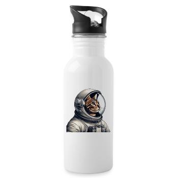 Bengalkatze Astronaut Weltraum Abenteuer - Trinkflasche mit integriertem Trinkhalm - Weiß - Rechts