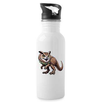 T-Rex and Owl Mythical Creatures Mix - Water bottle with straw - white - Right