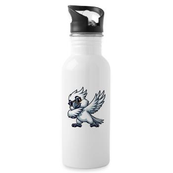Budgie Dab Pose Fun Design - Water bottle with straw - white - Right