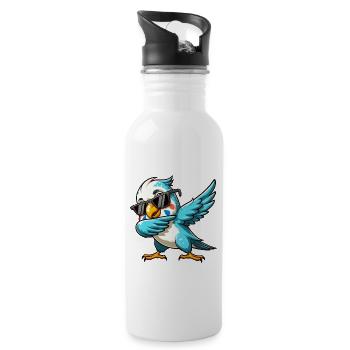 Cockatoo Dabbing Action Funny Bird Motif - Water bottle with straw - white - Right