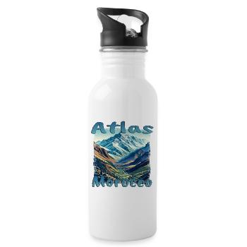 Mountains Morocco: Grunge Countryside Vacation - Water bottle with straw - white - Right