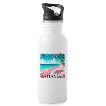 Bahamas Pink Sands Grunge Look - Trinkflasche mit integriertem Trinkhalm - Weiß - Rechts