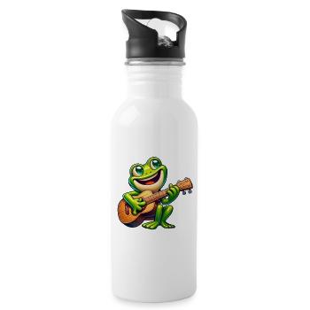 Mignon Grenouille Guitariste Musique - Gourde avec paille intégrée - blanc - Droite