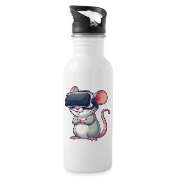 VR-Gaming Ratte und Maus - Trinkflasche mit integriertem Trinkhalm - Weiß - Rechts