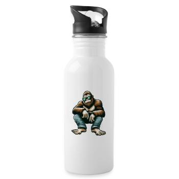 Cool Bigfoot with sunglasses - Water bottle with straw - white - Right