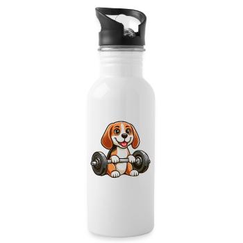Beagle avec entraînement physique avec haltères - Gourde avec paille intégrée - blanc - Droite