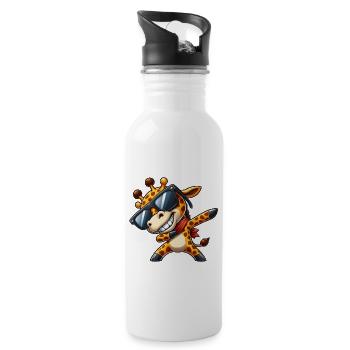 Coole Giraffe Dabbing Sonnenbrille - Trinkflasche mit integriertem Trinkhalm - Weiß - Rechts
