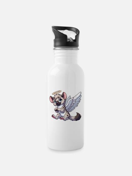 Hyäne Engel Flügel Heiligenschein - Trinkflasche mit integriertem Trinkhalm - Weiß