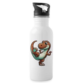 Dino T-Rex danseur danseur dinosaure - Gourde avec paille intégrée - blanc - Droite