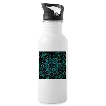 Abstract circles design on black background - Water bottle with straw - white - Right
