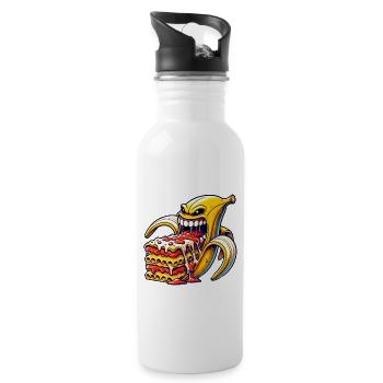Funny Banana Lasagna Italian - Water bottle with straw - white - Right