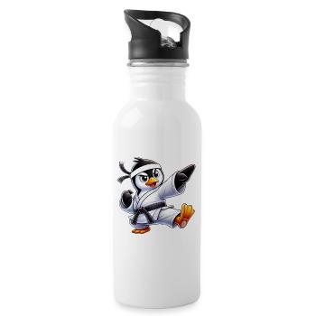 Pingouin Karaté Arts Martiaux Arts Martiaux Arts Martiaux - Gourde avec paille intégrée - blanc - Droite