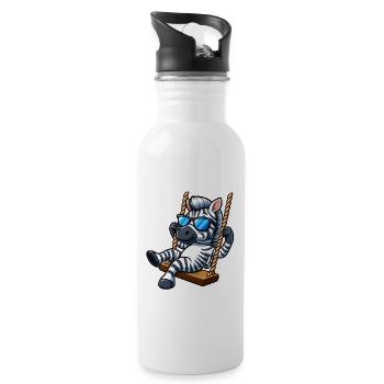 Cooles Zebra Schaukel Sonnenbrille Sommer - Trinkflasche mit integriertem Trinkhalm - Weiß - Rechts