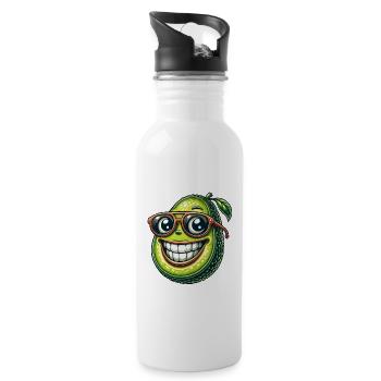 Coole Avocado Frucht Sonne Sommer Sonnenbrille - Trinkflasche mit integriertem Trinkhalm - Weiß - Rechts