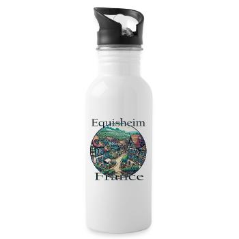 France Eguisheim Old Town Mountains Landscape - Water bottle with straw - white - Right
