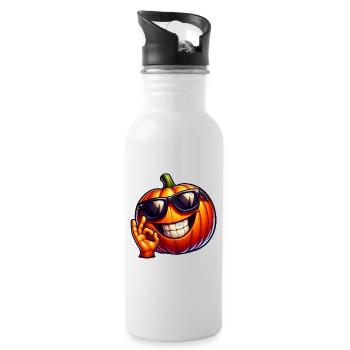Cool Halloween pumpkin with sunglasses - Water bottle with straw - white - Right