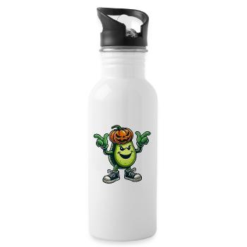 Halloween Avocado Monster Kürbis Cartoon - Trinkflasche mit integriertem Trinkhalm - Weiß - Rechts