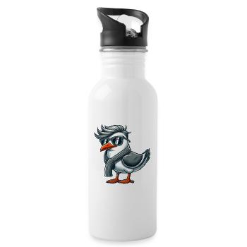 Cool Seagull Sunglasses Summer North Sea Baltic Sea - Water bottle with straw - white - Right