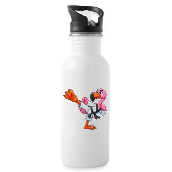 Flamingo Karate Black Belt Martial Arts - Water bottle with straw - white - Right