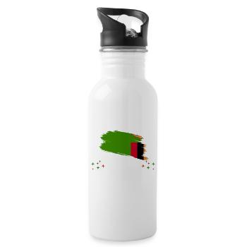 Bitte Nicht Stören Ich Träume Von Sambia - Trinkflasche mit integriertem Trinkhalm - Weiß - Rechts