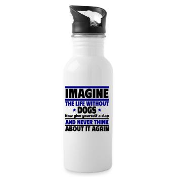 Imagine a life without dogs - Water bottle with straw - white - Right