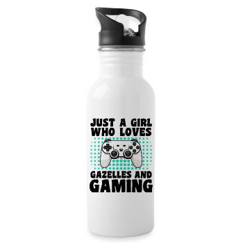 Gamer und Gazellen: Videospiele und agile Abenteuer - Trinkflasche mit integriertem Trinkhalm - Weiß - Rechts