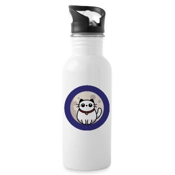 The Cat on The Moon - Water bottle with straw - white - Right