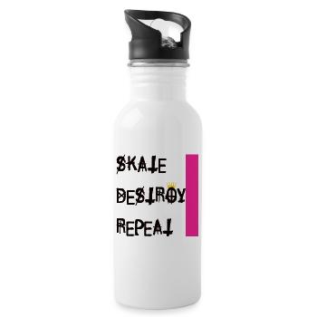 Skate Destroy Repeat – Skater Lifestyle - Water bottle with straw - white - Right
