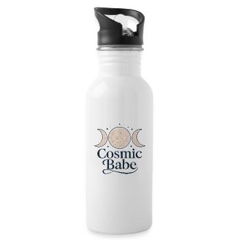 Cosmic Babe – Spirituelles Mond Design - Trinkflasche mit integriertem Trinkhalm - Weiß - Rechts
