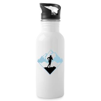 Course de trail, coureur, course - Gourde avec paille intégrée - blanc - Droite