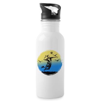 VOLLEYBALL Volleyballer SCHMETTERBALL Auszeit - Trinkflasche mit integriertem Trinkhalm - Weiß - Rechts