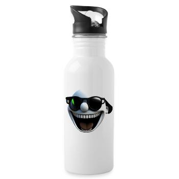 Lachendes Gesicht - Trinkflasche mit integriertem Trinkhalm - Weiß - Rechts
