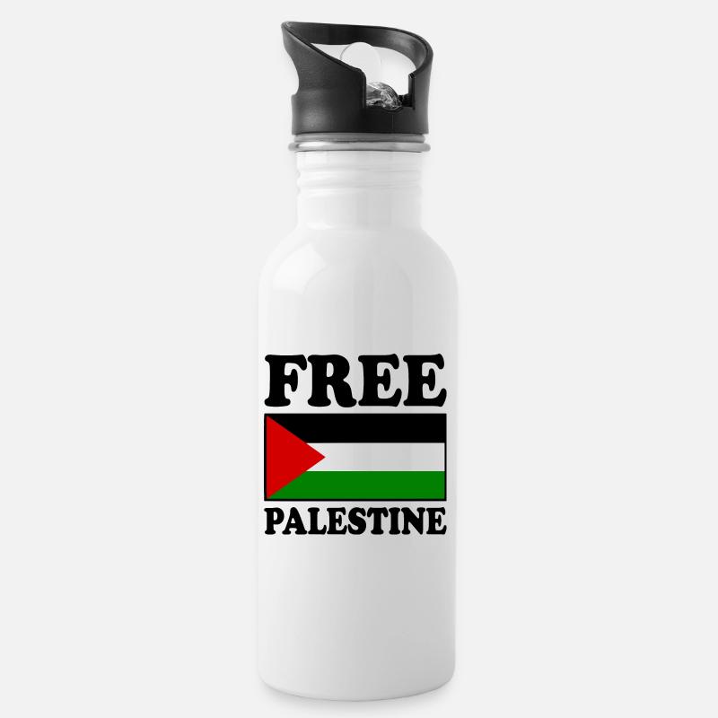 Free palestine - Gourde avec paille intégrée - blanc