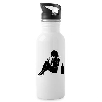 Silhouette de femme célébrant la consommation de bouteille - Gourde avec paille intégrée - blanc - Droite