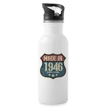 1946 Geburtstag geboren im Jahr 1946 Retro Vintage - Trinkflasche mit integriertem Trinkhalm - Weiß - Rechts