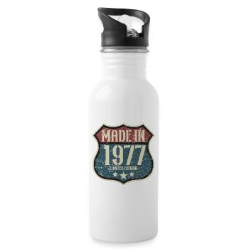 1977 Anniversaire Né En 1977 Rétro Vintage - Gourde avec paille intégrée - blanc - Droite