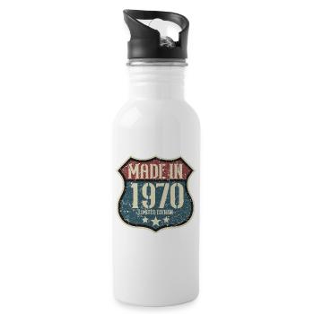1970 Anniversaire Né En 1970 Rétro Vintage - Gourde avec paille intégrée - blanc - Droite
