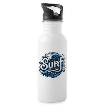Surfer surfen die Welle auf dem Surfbrett - Trinkflasche mit integriertem Trinkhalm - Weiß - Rechts