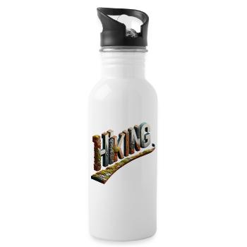 Wandern Bergsteigen Abenteuer - Trinkflasche mit integriertem Trinkhalm - Weiß - Rechts