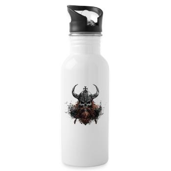 Viking Odin Skull - Water bottle with straw - white - Right