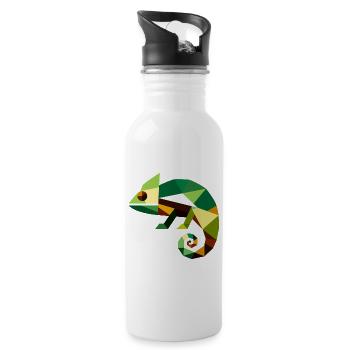 Geometric Chameleon - Water bottle with straw - white - Right