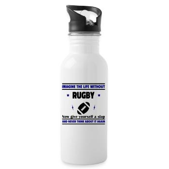 Imagine a life without rugby: impossible - Water bottle with straw - white - Right