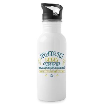 Papa CYCLISTE,cadeau fête des pères,vélo,cyclisme - Gourde avec paille intégrée - blanc - Droite