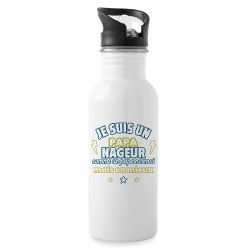 Papa NAGEUR, cadeau fête des pères,Humour,natation - Gourde avec paille intégrée - blanc - Droite