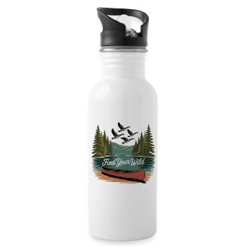 Find Your Wild – Canoe Adventure - Trinkflasche mit integriertem Trinkhalm - Weiß - Rechts