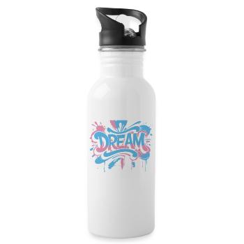 DREAM Graffiti Design voller Farbe und Motivation - Trinkflasche mit integriertem Trinkhalm - Weiß - Rechts
