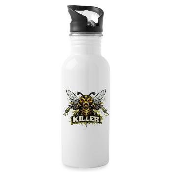 Killer Hornisse Kampfschlacht - Trinkflasche mit integriertem Trinkhalm - Weiß - Rechts