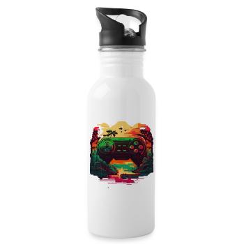 Bunte Konsole - Trinkflasche mit integriertem Trinkhalm - Weiß - Rechts
